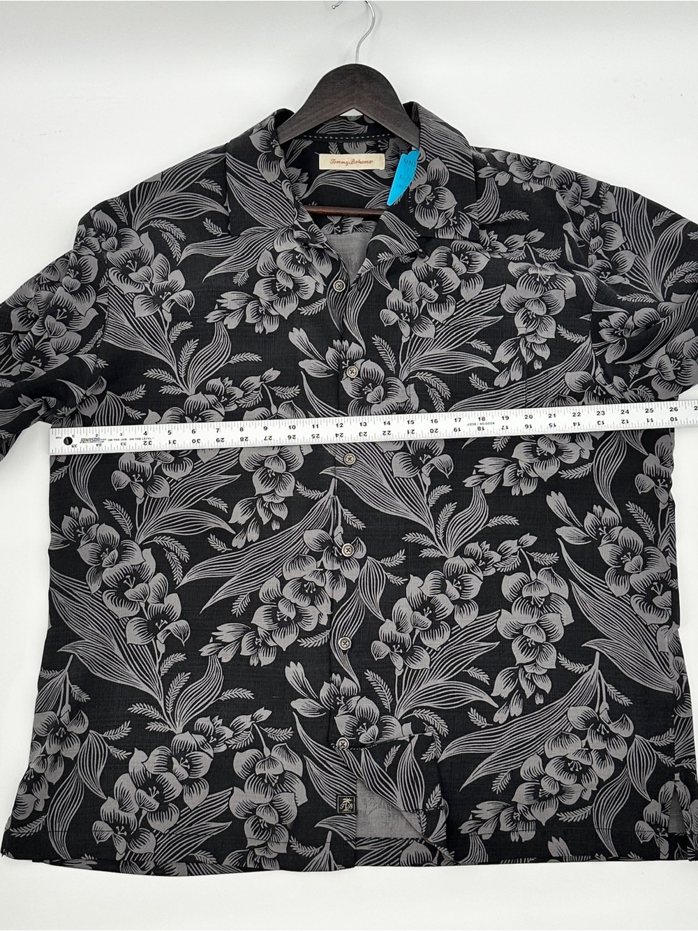 Tommy Bahama 100% Silk Camp Shirt XL/TG Charcoal Gray Floral Hawaiian Shirt - Picture 4 of 5